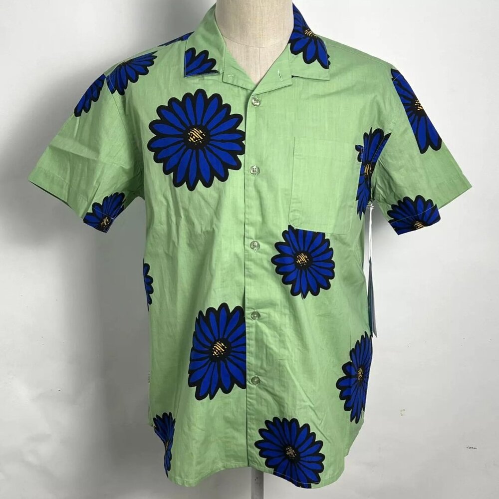 Obey SS Organic Woven Button Down Shirt "Daisy Blossoms" Green